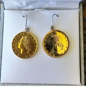 Sterling Silver 20-Lira Earrings